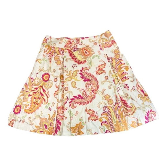 George Designs by Mark Eisen white paisley pleated multicolored a line skirt - Picture 1 of 9
